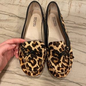 Michael Kors calf hair leopard driving loafer size 8 women’s